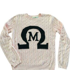 OMEGA MU Sorority Revenge of Nerds Pink Cotton Sweater Top Shirt Small